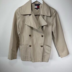 Tommy Hilfiger Women’s Beige Peacoat Jacket – Size 4, 100% Cotton